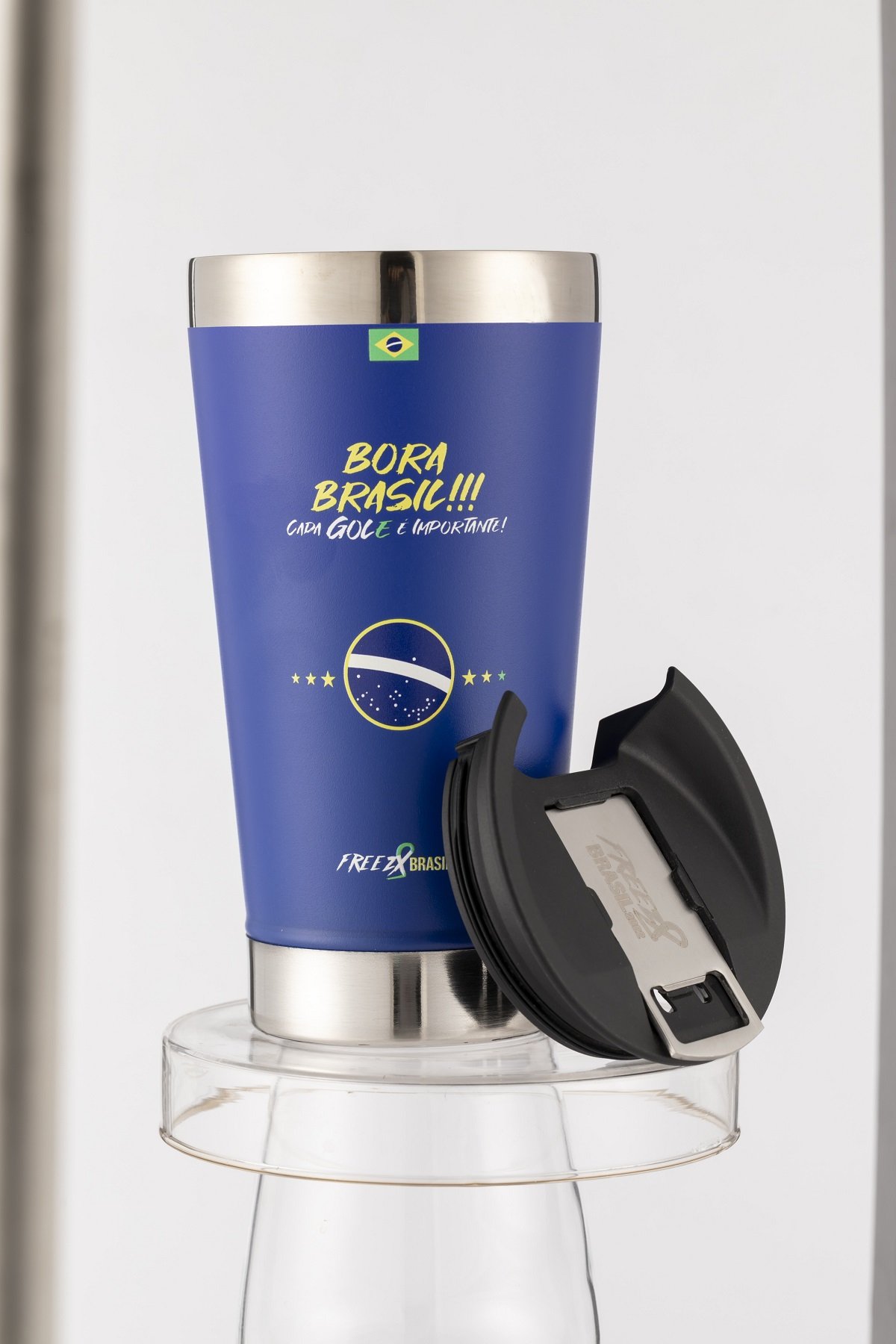 The Champions Azul Copo Térmico 473 ml com tampa e abridor